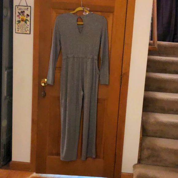 Como Blu Gray Wide Leg Knit Athleisure Jumpsuit Size Small - Picture 6 of 9